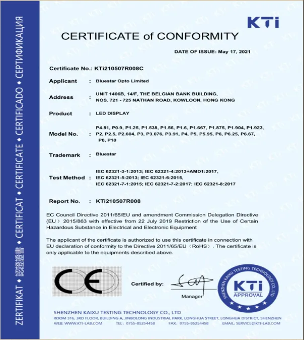 CE RoHS certificate