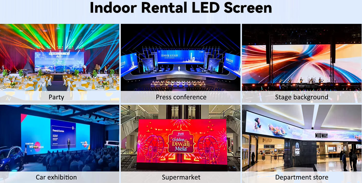 Indoor rental LED screen applications