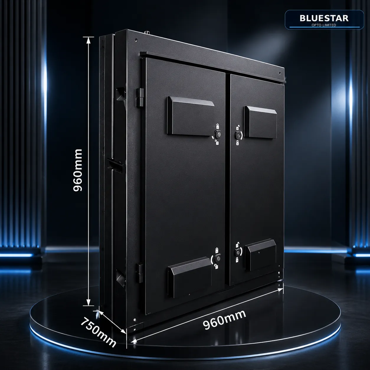 P5 960×960mm Outdoor Fixed Installation Iron Cabinet LED Display – side view